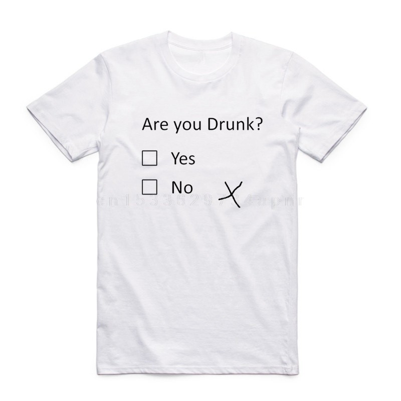 ขนาดเอเชียผู้ชายและผู้หญิงพิมพ์คุณเมาตลกแอลกอฮอล์ Stag ดื่ม T เสื้อฤดูร้อน O-คอแขนสั้นเสื้อยืด HCP99