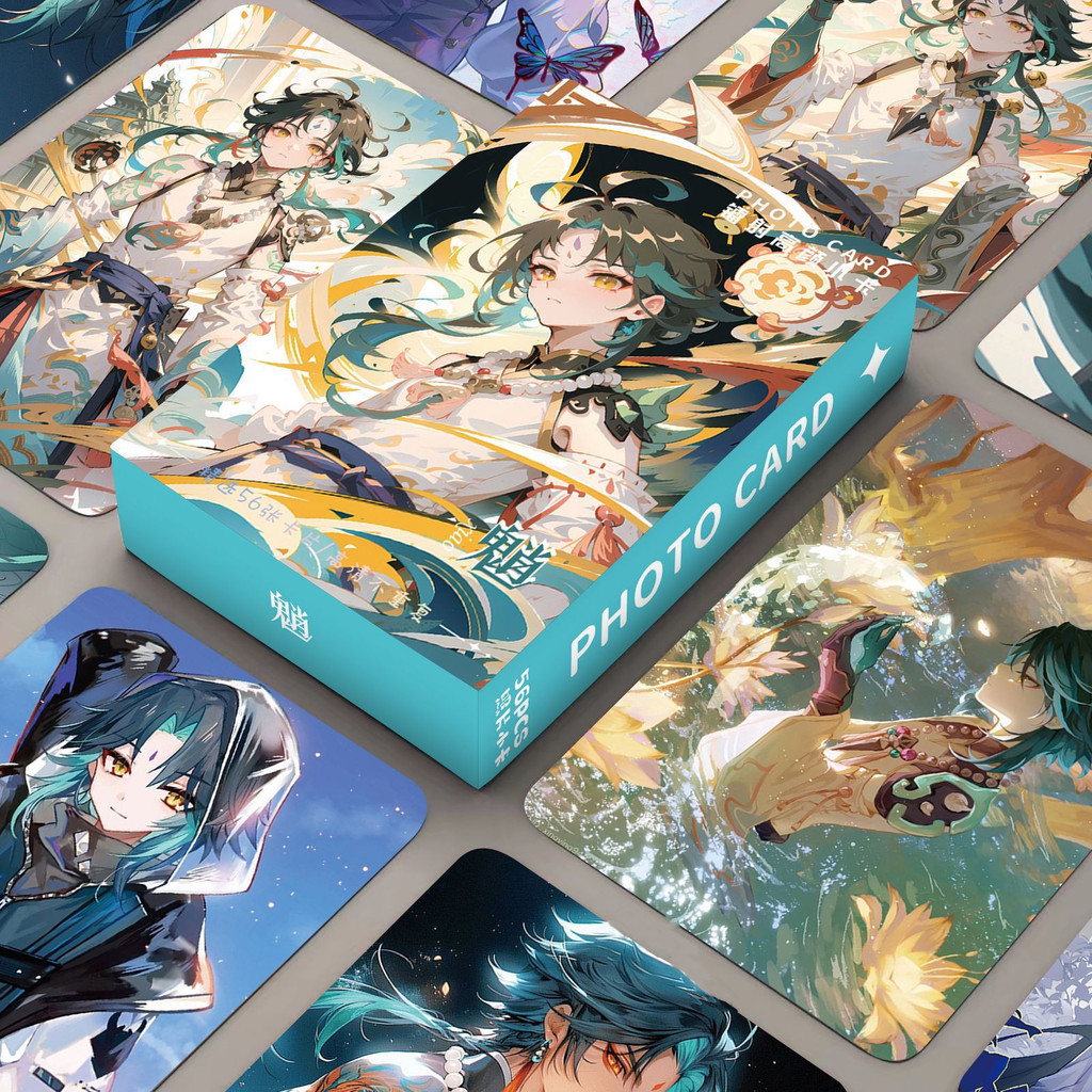 โปสการ์ดโฮโลแกรม รูปภาพการ์ตูน GENSHIN IMPACT Laser Holographic 55 ชิ้น ต่อกล่อง