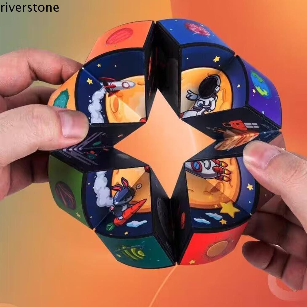 Riverstone Magic Cube, 3D หมุนสีสัน Intelligence Cube Magic ของเล่น, Professional ไดโนเสาร์การ์ตูน Planet Exploration เด็กปลายนิ้วปริศนาการศึกษา