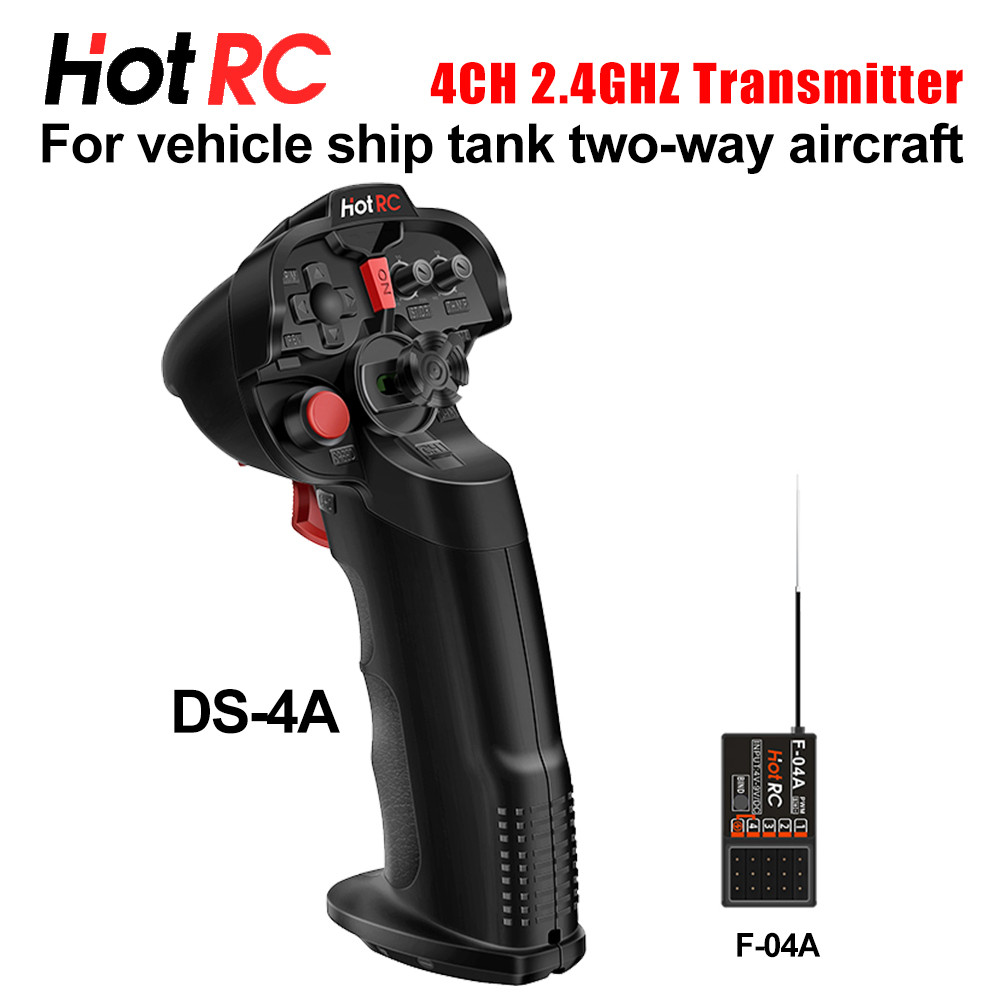 Hotrc DS-4A เครื่องส่งสัญญาณมือเดียว 2.4GHZ 4CH พร้อม F-04A สําหรับ RC รถเรือหุ่นยนต์เครื่องบิน