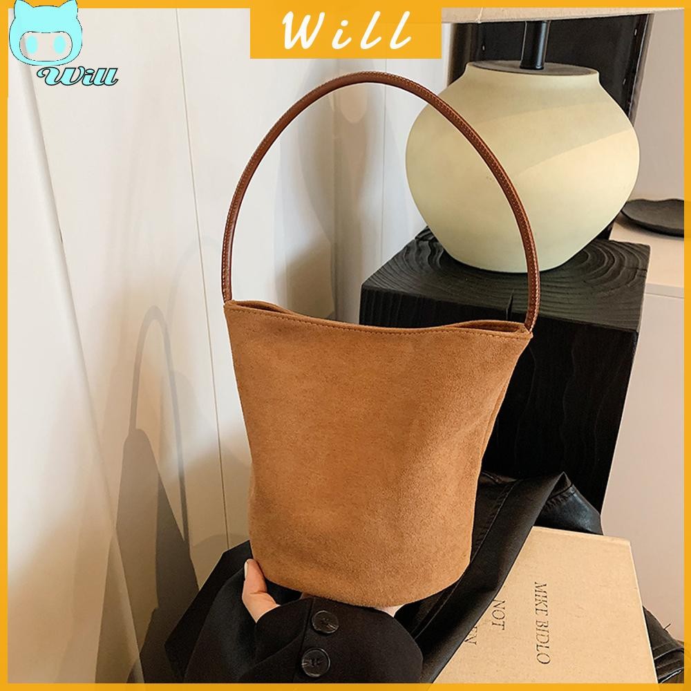 ผู้หญิง Faux Suede Bucket แฟชั่นไหล่ Hasp ปิดกระเป๋าเดินทางกลางแจ้ง