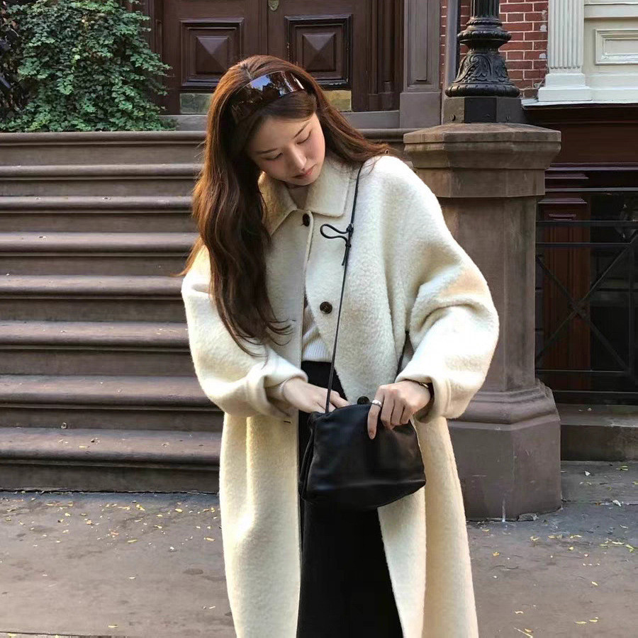 [Faithรับ] 2025 Winter Korea Dongdaemun OU * CE Temperament Solid Color Lapel Single-Breasted Coat J