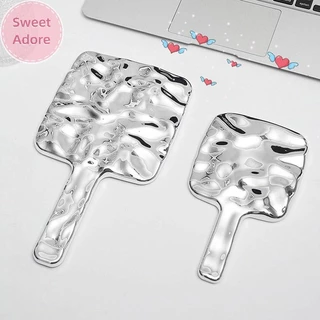 SweetAdore Liquid Shape Square Mirror Hand-Held Desktop Cosmetic Portable Makeup Mirror Travel Retro Style Beauty Mirror For Handbag TH