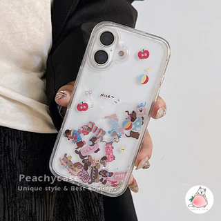 Kawaii Love Heart Dachshund Dog Slider Quicksand เคสโทรศัพท์สําหรับ iPhone 17 16 15 14 13 12 Pro Max 11 16 PLUS โปร่งใสกันกระแทกอะคริลิคฝาครอบปลอก