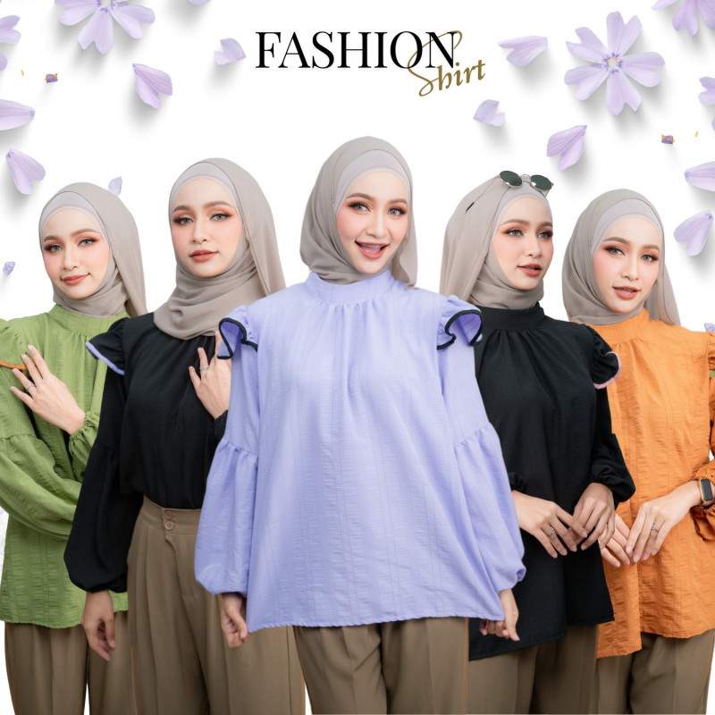 เสื้อแขนบอลลูน งานปีน เนื้อผ้าสลาฟมีริ้ว แขนระบายแต่งกุ๊น ดีไซน์น่ารักใส่ได้ทุกโอกาส DG37วาริสมุสลิม