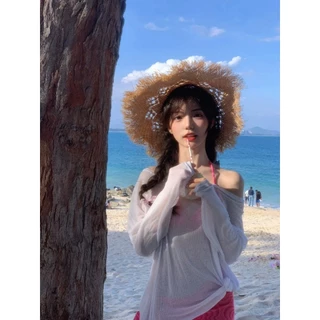 🤍ส่งไวจากไทย 🤍 คลุมชุดว่ายน้ำ/คลุมบิกินี่👙 เสื้อแขนยาวทรง Oversize