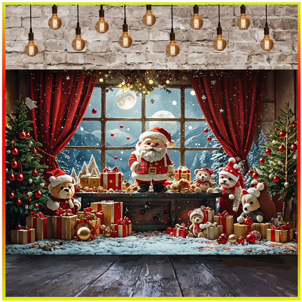 คริสต์มาส Santa Nutcracker ทหารแบนเนอร์ผ้าพื้นหลังตกแต่งปีใหม่ปาร์ตี้วันหยุดในร่มกลางแจ้งธงแขวนตกแต่ง