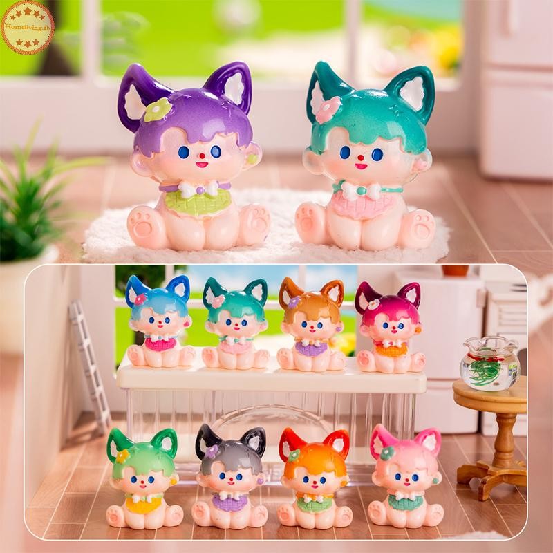 บ้านการ์ตูนที่มีสีสันฟ็อกซ์รูปแกะสลักรุ่นน่ารักมินิเครื่องประดับบ้านเดสก์ท็อปตกแต่งเครื่องประดับรถไมโครภูมิทัศน์ตกแต่งของเล่น ไทย