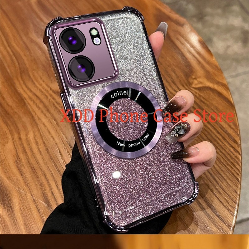 สําหรับ infinix Smart 9 Hot 50i 4G Hot 50 Pro 4G X6532 X6531 X6720 Electroplated สี่มุม Anti Drop Flash Powder เคสโทรศัพท์แม่เหล็กดูดความงามออกแบบใหม่ TPU Soft Case
