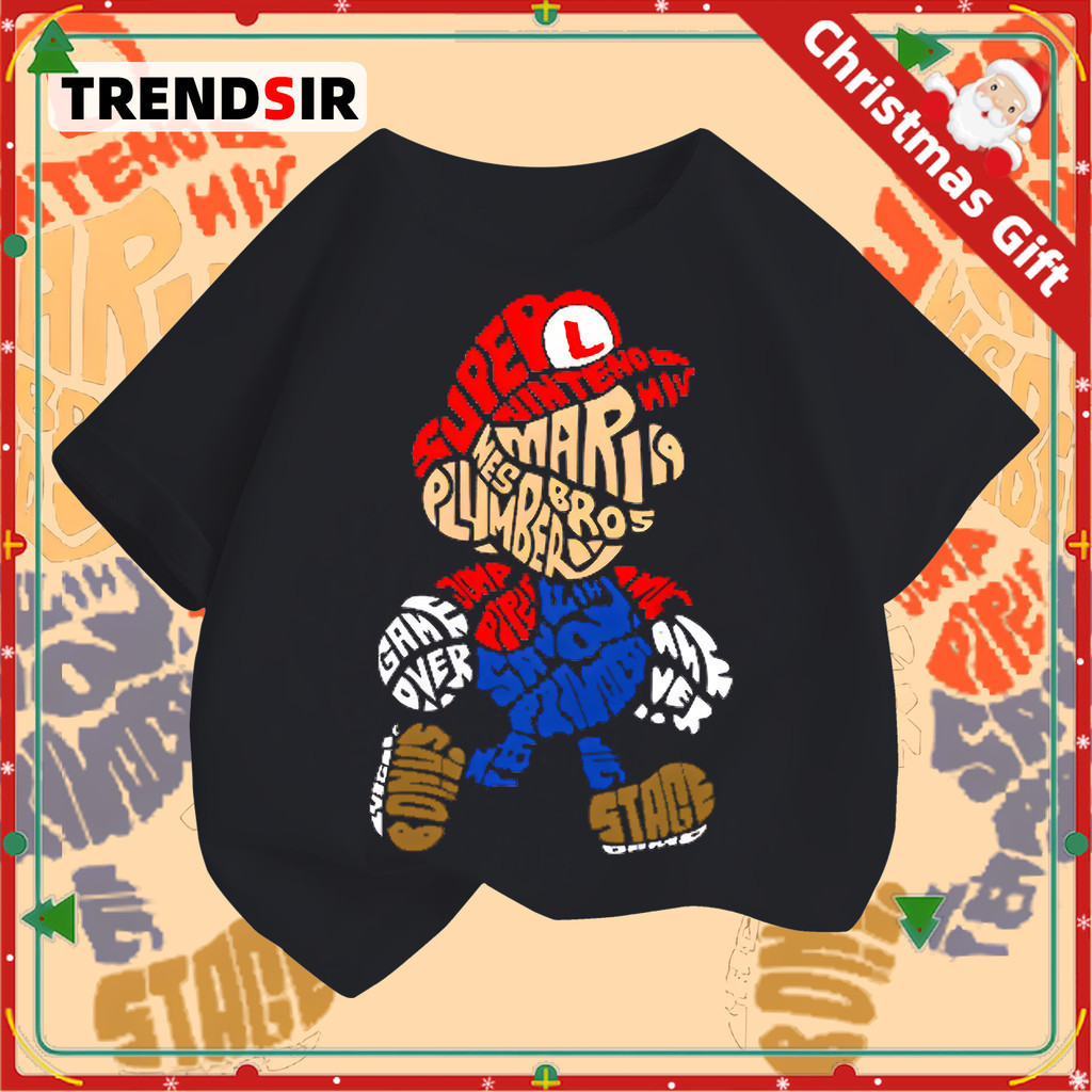 (จัดส่งตลอด 24 ชั่วโมง) พร้อมส่ง เสื้อโอเวอร์ไซส์ เสื้อยืดนิ่ม Super Mario หลวม 100% Cotton 6สี 100-140