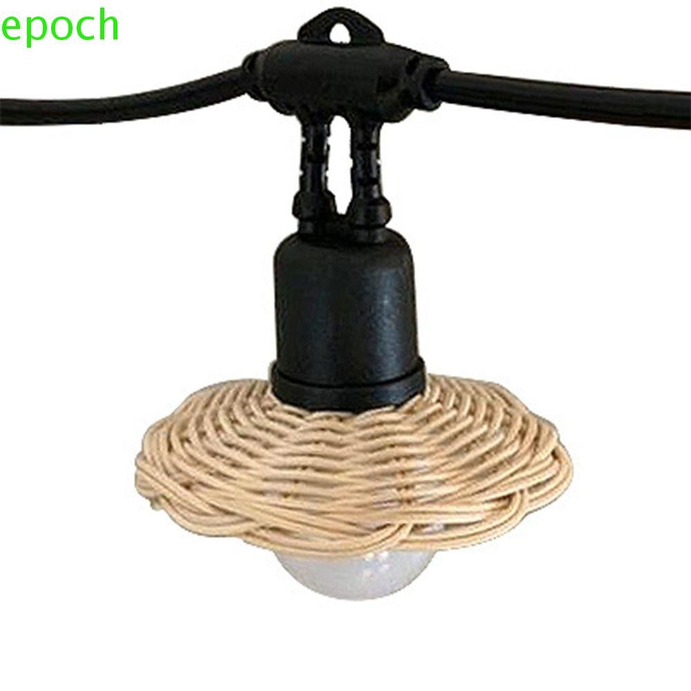 Epoch ฝาครอบไฟแขวน, โป๊ะโคมไฟหวายชนบทประณีต, ตกแต่งภายในแคมป์ปิ้งวินเทจทอมือจี้คลาสสิกร่มเงาไฟห้องนั่งเล่น