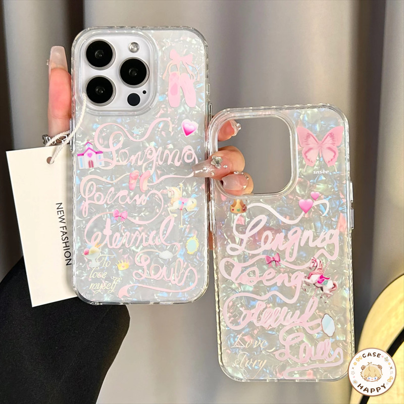 INS Wind บัลเล่ต์มงกุฎ โบกบอนต์ รูปแบบผีเสื้อสำหรับ เคสIphone 16 11 13 15 14 12 Pro Max 8 16 7 Plus X XS XR Max SE 2022