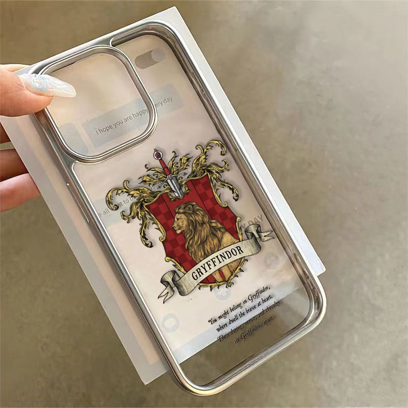 แฮร์รี่ พอตเตอร์ Hogwarts สําหรับiphone 15 Pro Max 16 14 XR 13 12 11 Pro Max 8 7 Plus X Xs Max Se 2020 13 12 11 SoftหรูหราElectroplatedกรอบโปร่งใส
