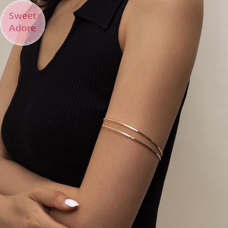 Sweetadore Punk Armlet ปรับ Upper Arm Cuff กําไลข้อมือ Minimalist Armband Arm Bracelet TH