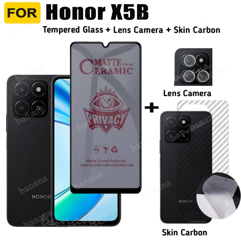 สําหรับ Honor X5B ความเป็นส่วนตัวกระจกนิรภัย Honor X6B X7B X8B X7C ป้องกันหน้าจอ + เลนส์กล้องแก้ว + 