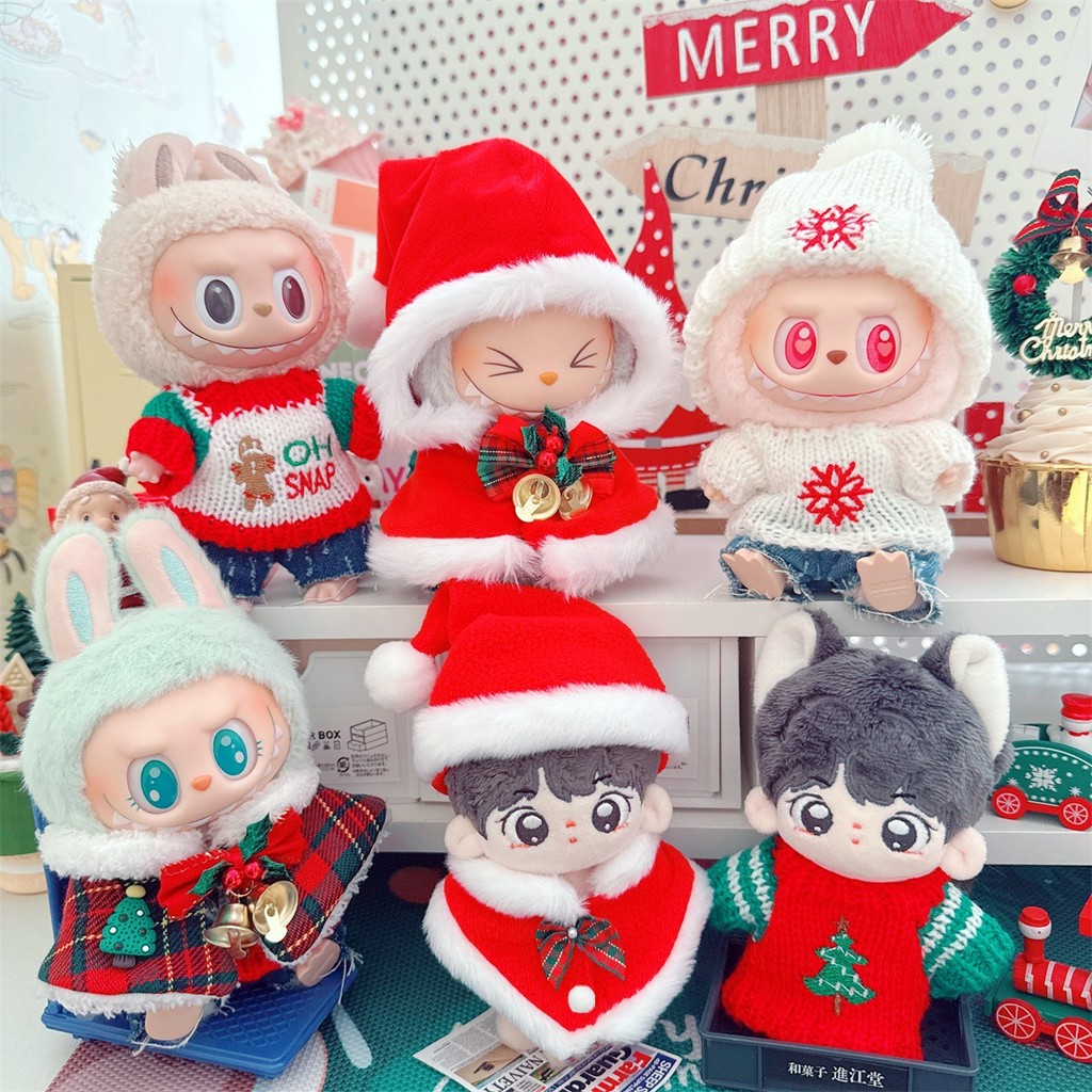 Labubu Christmas ชุดคริสต์มาสและปีใหม่สำหรับ15ซม. refurbu Macaron และ10ซม. ตุ๊กตา POP MART PARTY Collection ตุ๊กตา