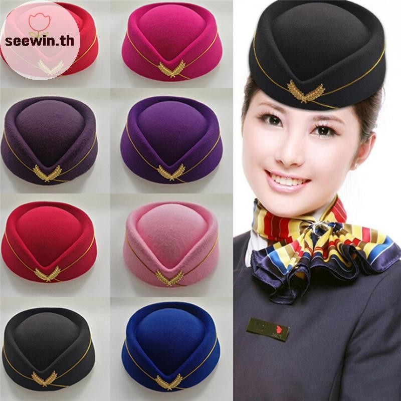 Seewin คอสเพลย์ Airline แอร์โฮสเตสหมวกหมวกขนสัตว์ชุดเครื่องบินแฟนผู้หญิง Stage Perform th