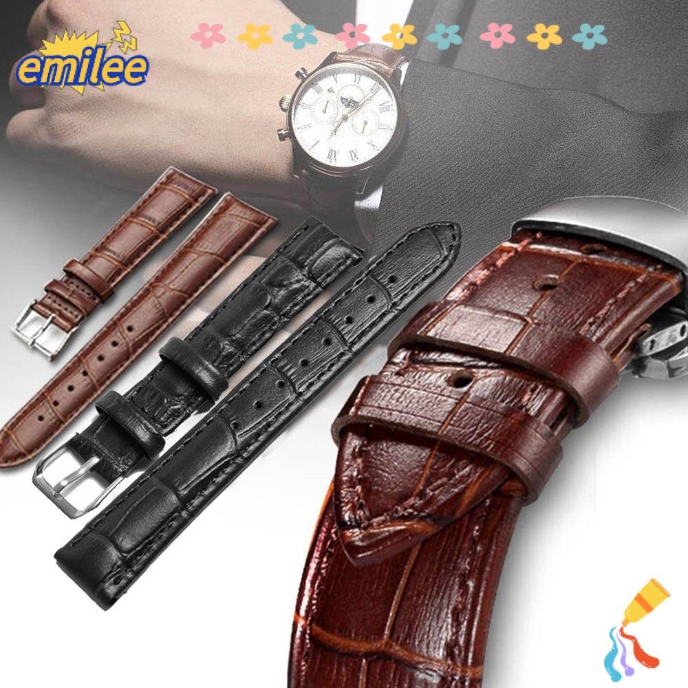 Emilee 16 มม. 20 มม. 22 มม. สายนาฬิกาหนังนุ่มหนังแท้ Vintage Sweatband