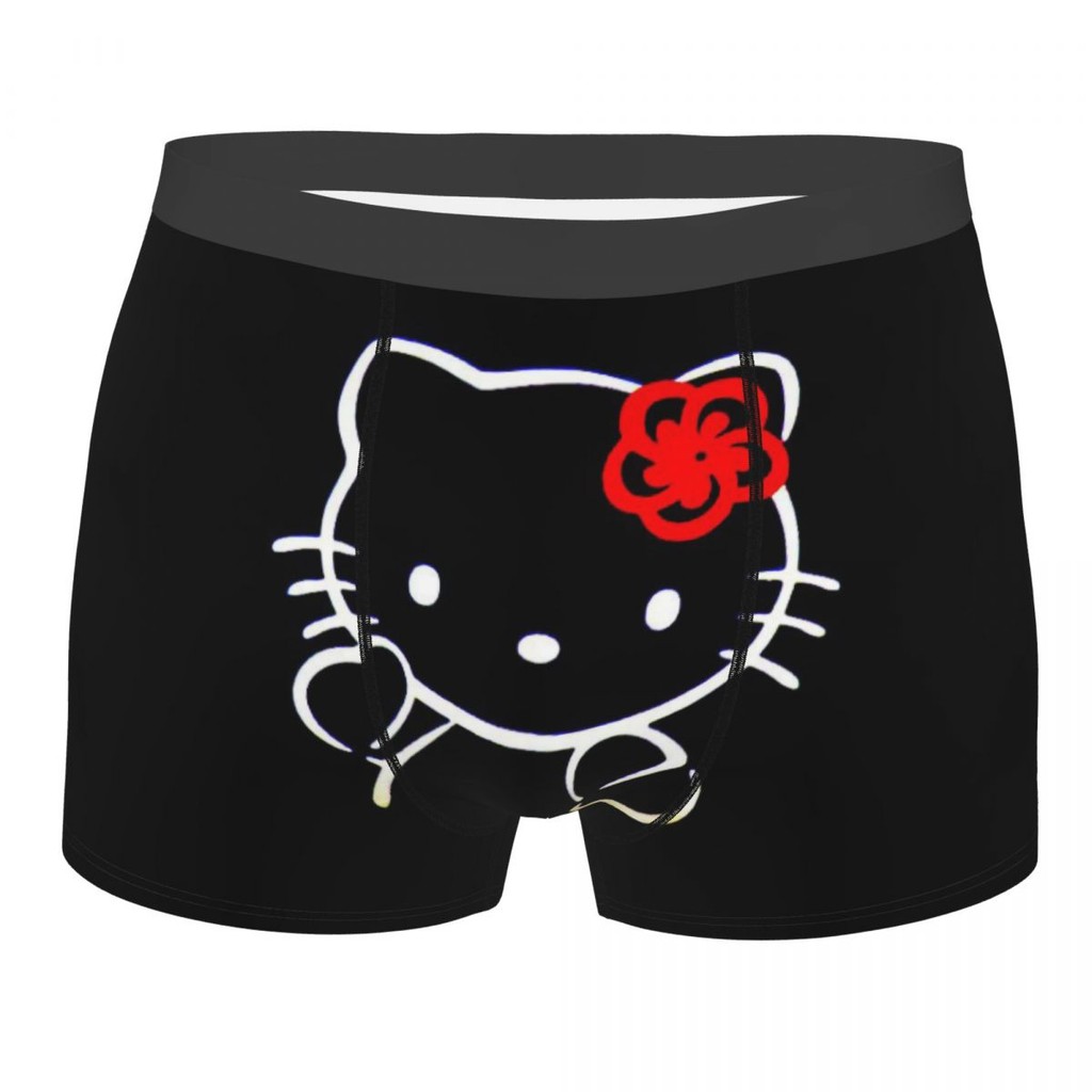 Hello Kitty Sanrio กางเกงบ็อกเซอร์สําหรับ Homme 3D พิมพ์การ์ตูนชุดชั้นในกางเกงกางเกงนุ่ม