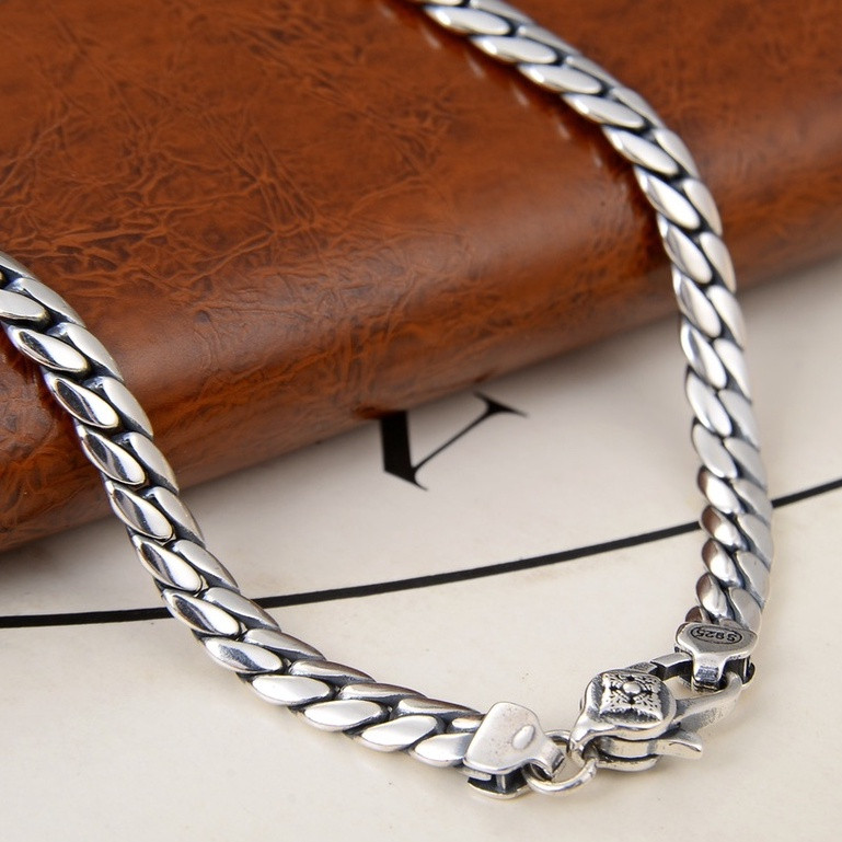 925 sterling silver, Seiko, imported from Italy, handmade snake bone necklace, retro light, unisex s