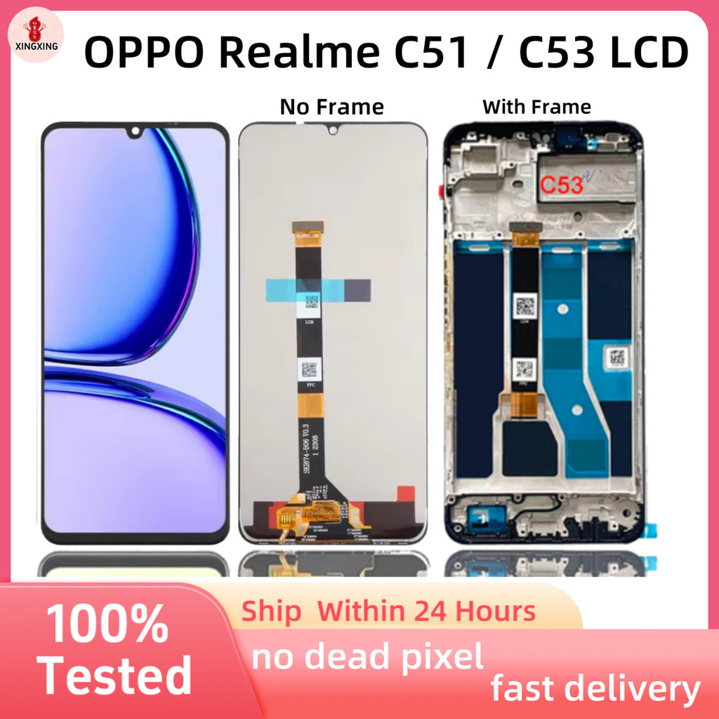 สําหรับ OPPO Realme C51 / C53 จอแสดงผล LCD Touch Screen Digitizer Assembly เปลี่ยน Narz N53 LCD