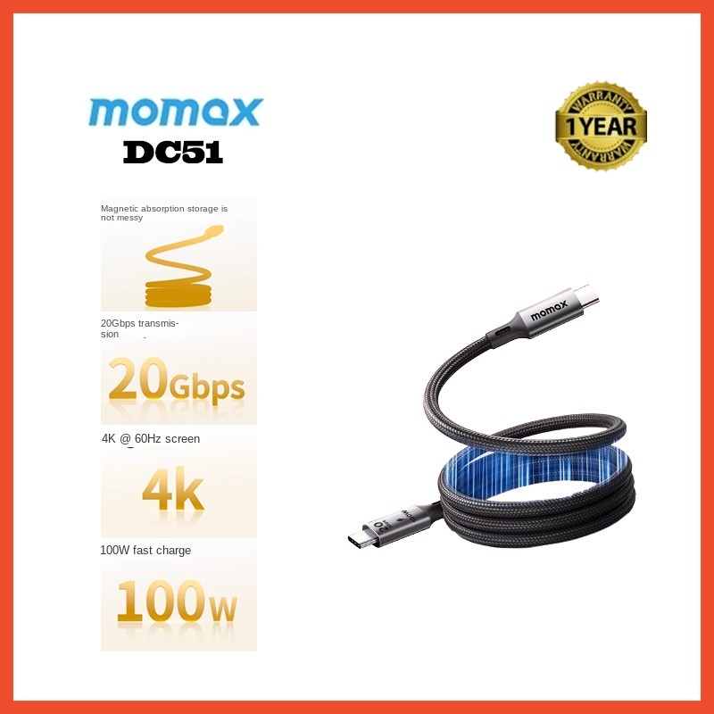 Momax DC51 USB 3.2 Data Video Cable 100W สายชาร์จเร็ว