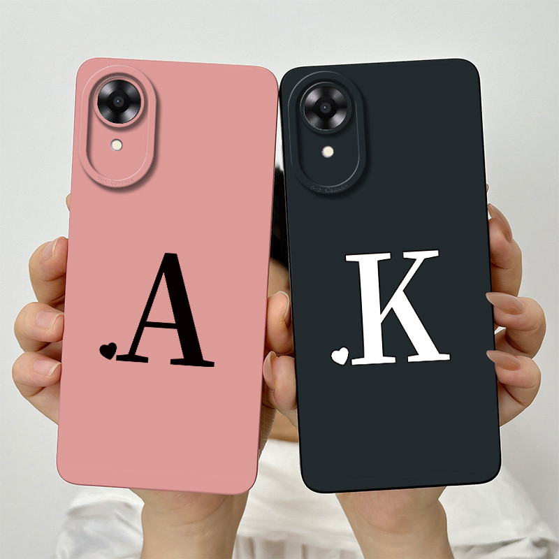สําหรับ OPPO A17k น่ารักตัวอักษรเริ่มต้นเลนส์ป้องกันกรณีกันกระแทก OppoA17k 4G CPH2471 ซิลิโคนนุ่มเคสโทรศัพท์