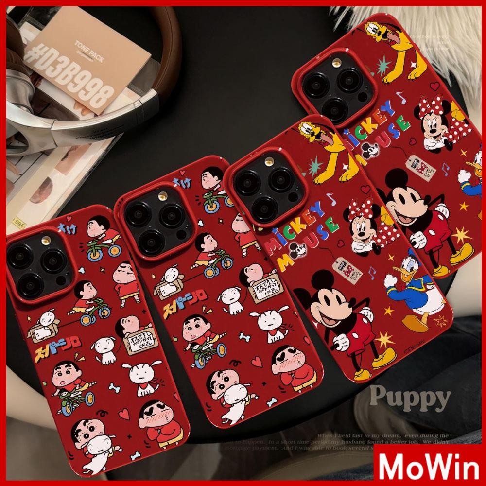 Mowin - เคส iPhone 16 Pro max สีแดง เคส TPU นิ่มเคลือบเงา กันกระแทก ป้องกันกล้อง เด็กชายอายุห้าขวบ เข้ากันได้กับ iPhone 15 14 13 12 Pro Max 11 XR XS Max 7 8 Plus