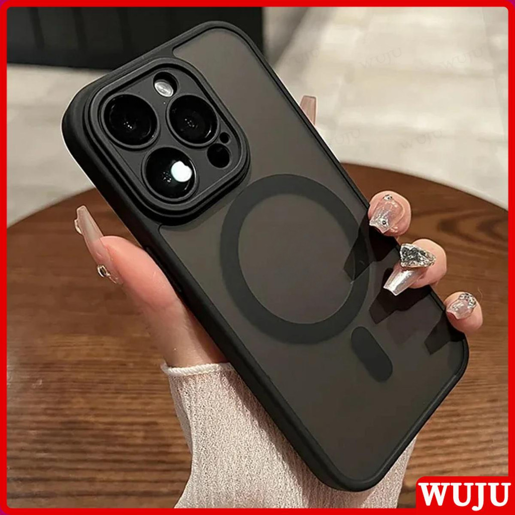 Wuju Luxury Matte Magnetic Wireless Charging Case สําหรับ iPhone 17 16 15 14 13 12 11 Pro Max Plus Air กันกระแทกเคสโทรศัพท์ฝาครอบ