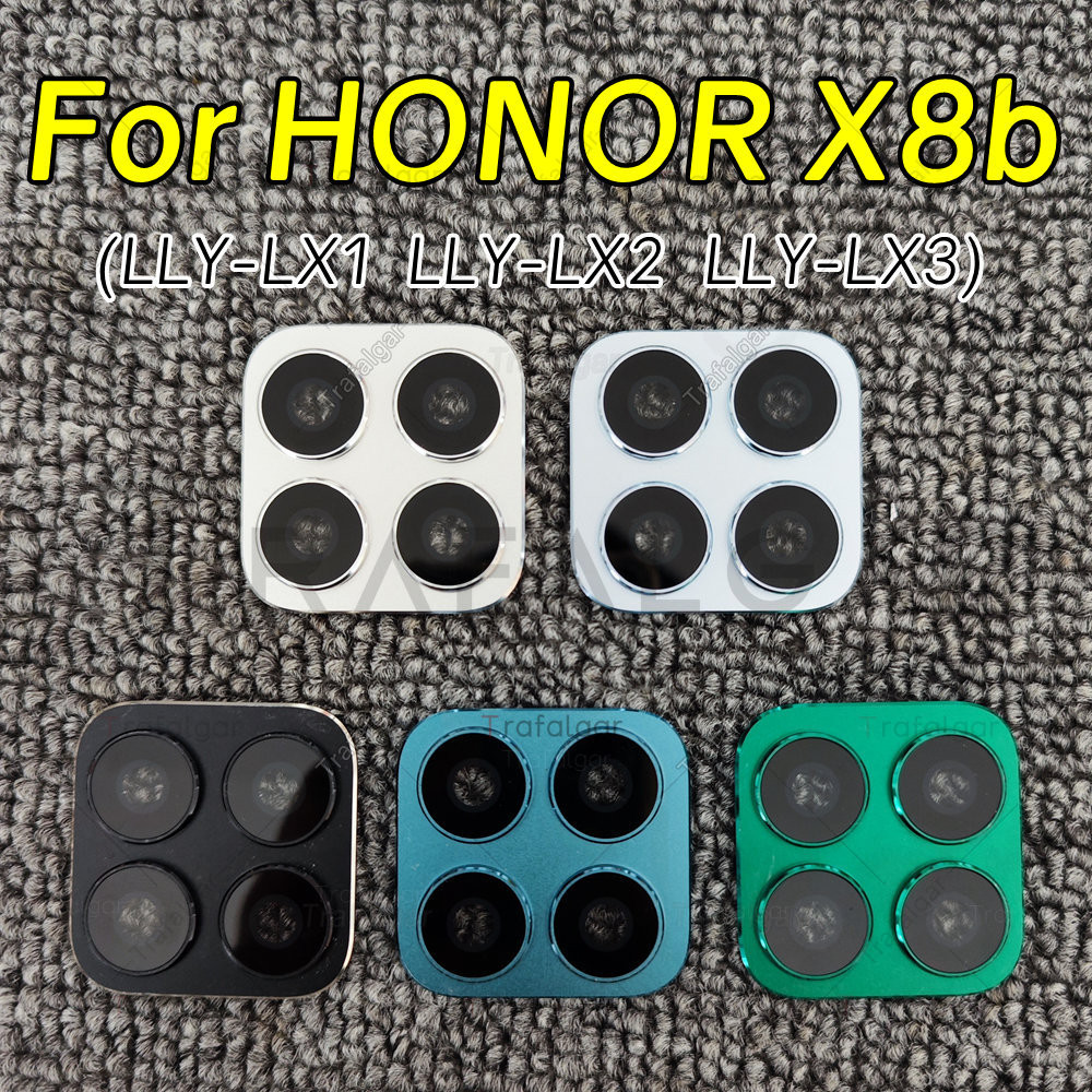 เลนส์กล้องด้านหลังพร้อมกรอบสําหรับ Honor X8b ฝาครอบกระจกกล้องด้านหลังเปลี่ยน LLY-LX1 LLY-LX2 LLY-LX3