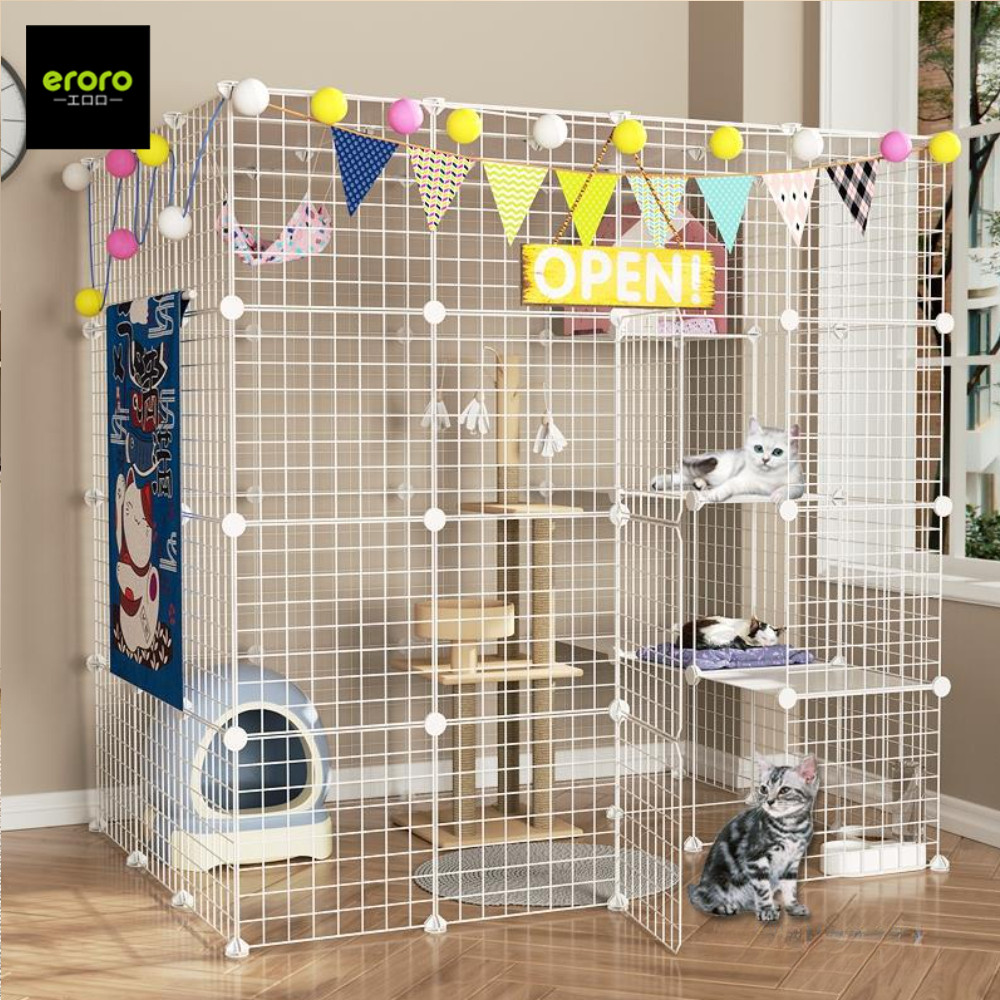 ERORO กรงแมว ขนาดใหญ่ DIYกรงหมา คอกกรงแมวและสุนัข  คอกกรงสัตว์เลี้ยง ประกอบง่าย ทนนาน จัดเก็บสะดวก
