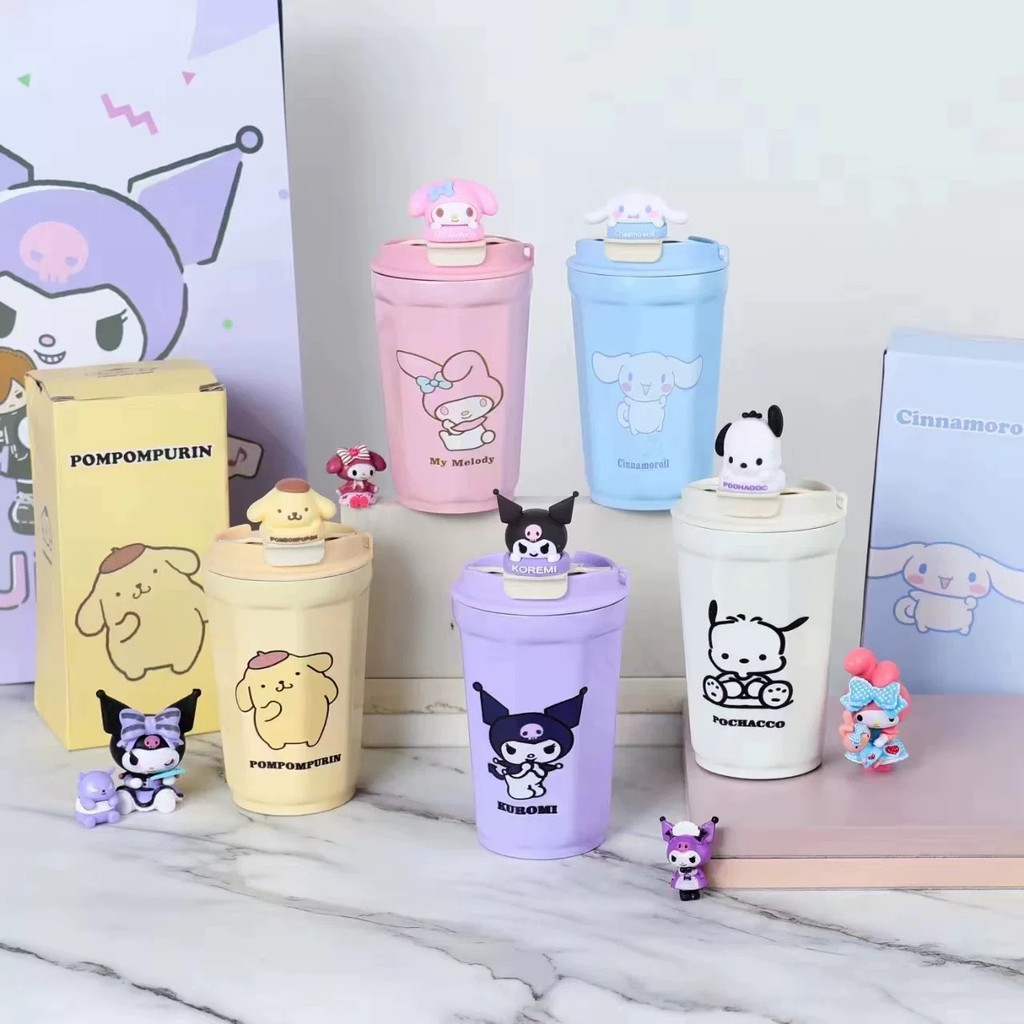 Sanrio แก้วสแตนเลสหุ้มฉนวนแบบพกพาแก้วสแตนเลส 304มูลค่าสูงKulomi ใส่กาแฟ น้ำแบบพกพาสำหรับนักเรียนและเด็กผู้ ใหญ่มีให้เลือ