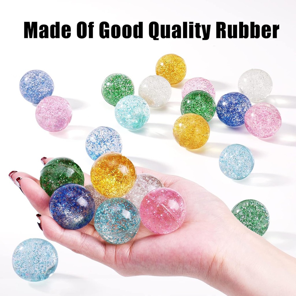 10/20pcs Glitter Bounce Ball เด็ก Bouncy Ball ของเล่นสี Bouncing Ball ยางกีฬากลางแจ้งของเล่นสําหรับงานปาร์ตี้ห้องเรียนรางวัล & ของขวัญวันเกิด