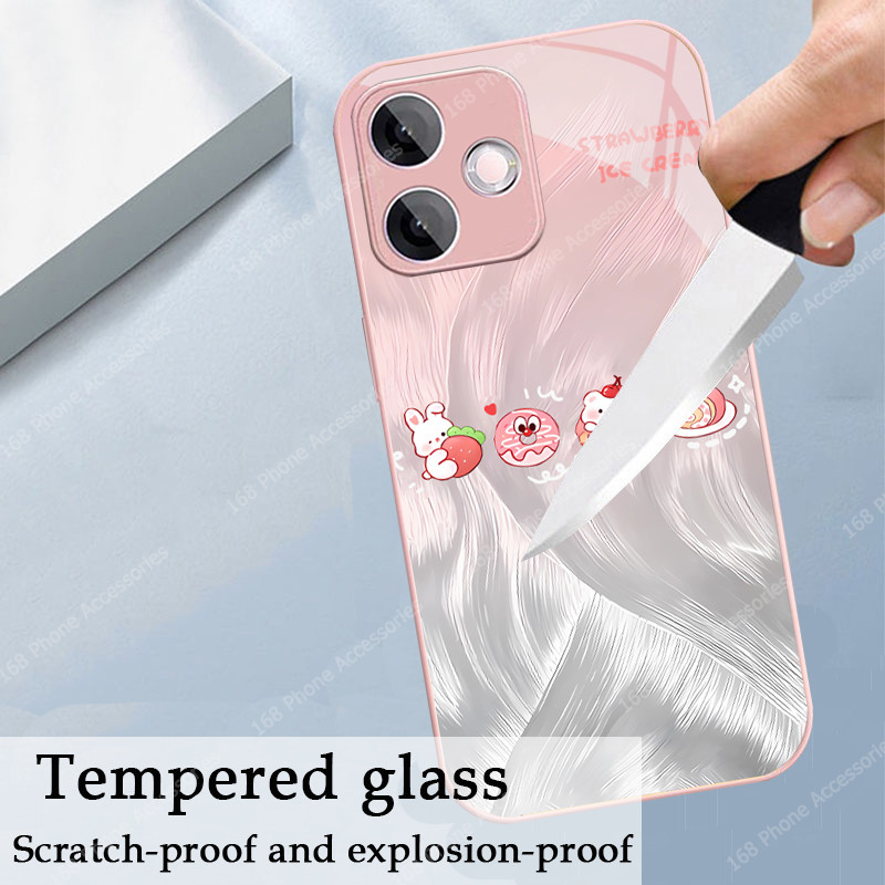 เคส OPPO A5 A3 Pro 5G เคสน่ารักการ์ตูนกระต่ายกระต่ายกันกระแทก 2025 สไตล์ใหม่หรูหราของเหลวแก้วฝาครอบซิลิโคนนุ่มขอบโทรศัพท์สําหรับเด็กผู้หญิงนักเรียนผู้หญิง - รูปที่ 5