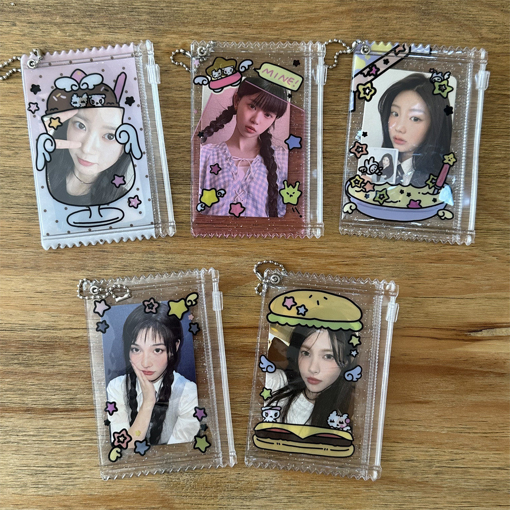 แฮมเบอร์เกอร์ดาว10เซนติเมตรขนาดเล็ก คาร์รา โพลารอยด์กระเป๋าซิปบาร์การจัดเก็บถุงขนมแสดงจี้สร้างสรรค์ผู้ถือบัตร