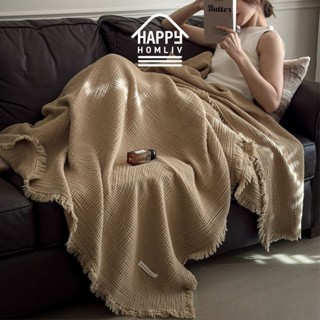 HAPPY HOMLIV หกชั้นผ้าฝ้ายแท้ผ้าห่มผ้ากอซนุ่มระบายอากาศผ้าห่…