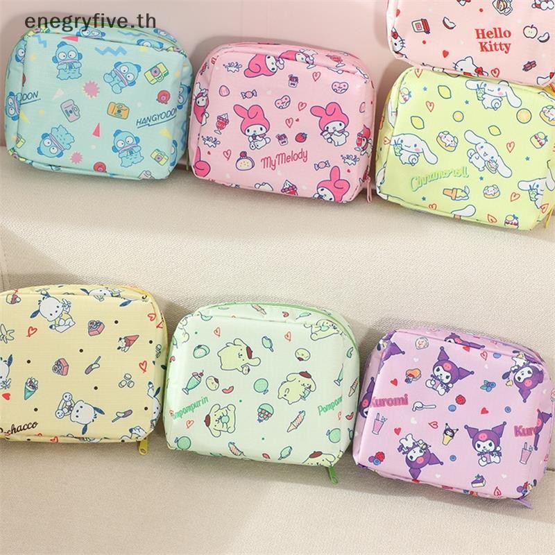 SANRIO เช่น การ์ตูนน่ารัก ซานริโอ กระเป๋าเครื่องสําอางความจุขนาดใหญ่กระเป๋าผ้าอนามัยแบบพกพากระเป๋าจิปาถะถุงเก็บสาวแฟชั่นกระเป๋าใส่เหรียญของขวัญ .