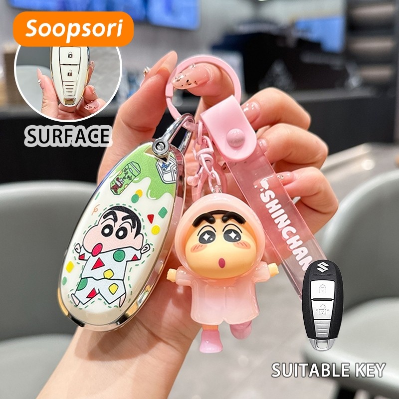 Soopsori กุญแจรถ Fob ฝาครอบกรณี Hood ผิวปกป้องสําหรับ SUZUKI Swift Sport SX4 SCORSS Grand Vitara Remote key shell 01 TPU