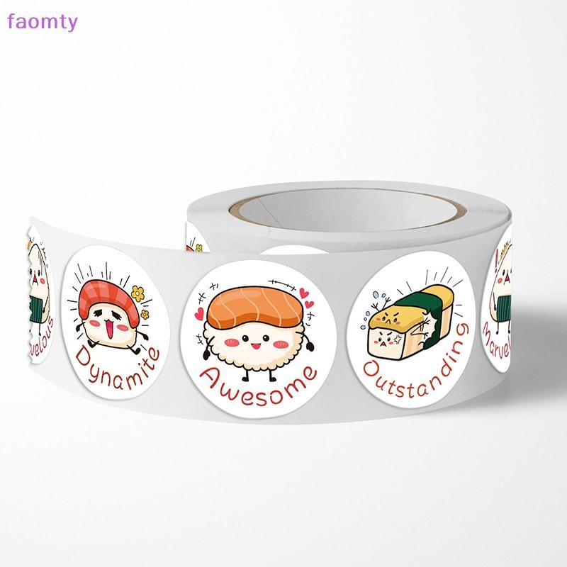 Famty 1 ม้วน /500 แผ่นวงกลมการ์ตูนซูชิรูปแบบสติกเกอร์วันเกิดงานแต่งงานตกแต่งสติกเกอร์ขนมอบกล่องอาหารกลางวันสติกเกอร์ป้าย TH