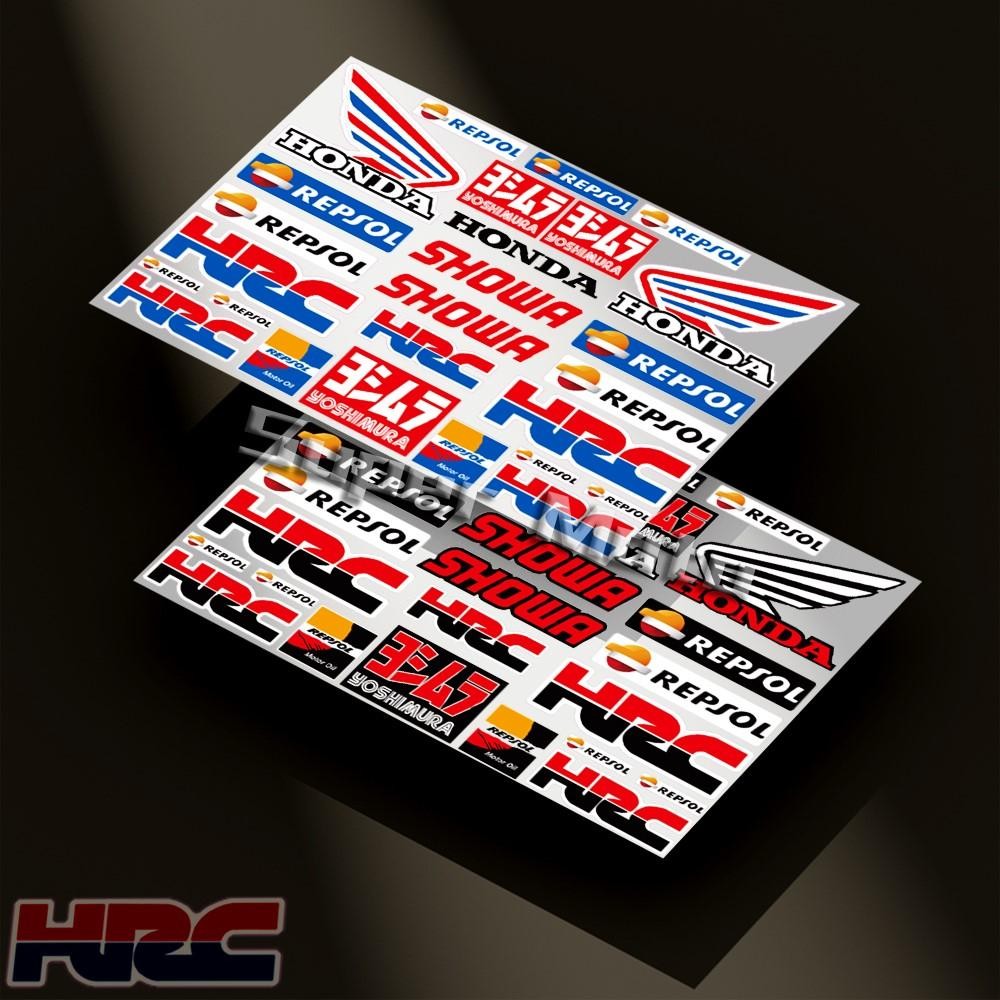 อุปกรณ์เสริมรถจักรยานยนต์สะท้อนแสง Decals Racing ด้านข้างการใช้ถังสติกเกอร์หมวกกันน็อคสําหรับ Honda 