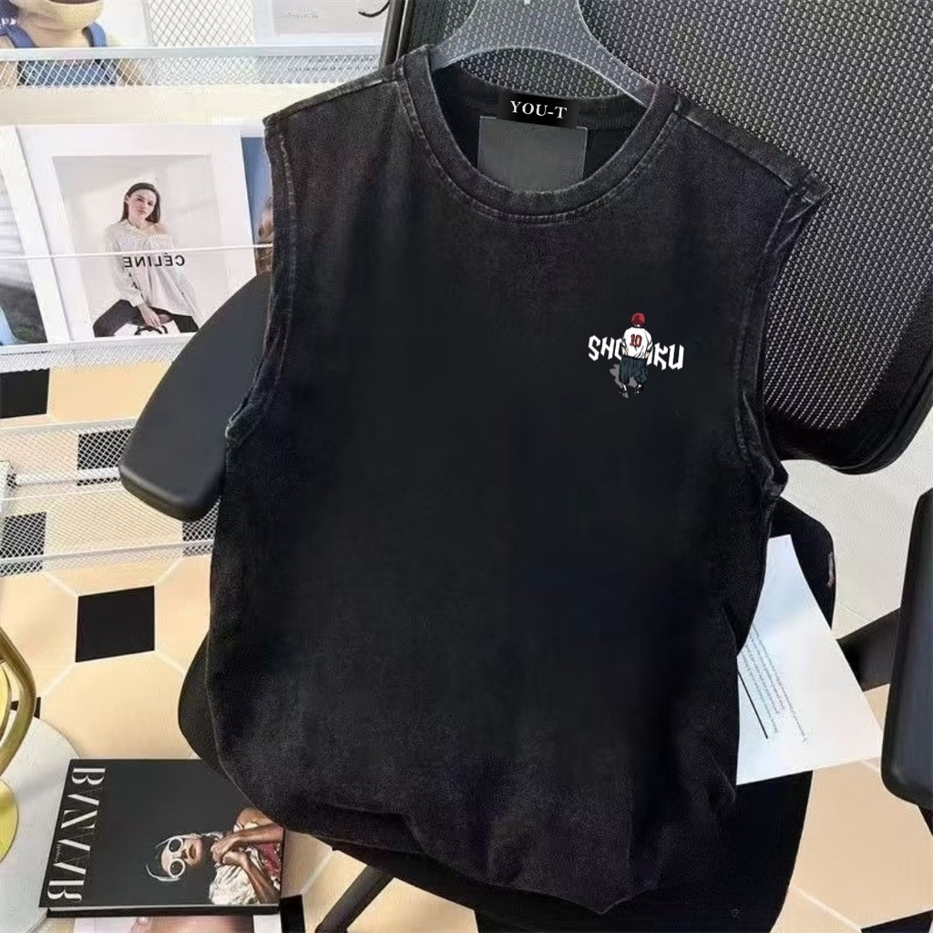 Y-T🎮เสื้อแขนกุด OVERSIZE เสื้อกั๊กแขนกุดชาย พิมพ์"MOVE"  ฝ้าย100% แนวสตรีท  สวมใส่สบาย สไตล์ลำลอง Unisex