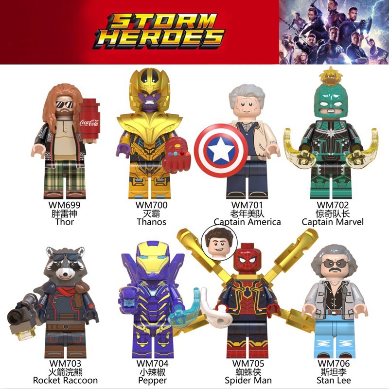 Wm699 WM701 WM702 WM703 WM704 WM705Minifigures Building Blocks ของเล่นเด็ก Super Heroes