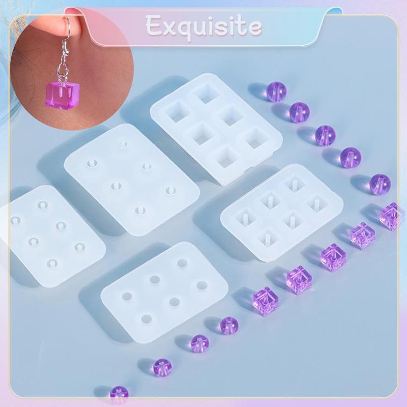 [ประณีต] สี่เหลี่ยมผืนผ้าซิลิโคน Mould ลูกบอลลูกปัดสี่เหลี่ยม 6 หลุม DIY เครื่องประดับอีพ็อกซี่จี้แม่พิมพ์ [th]