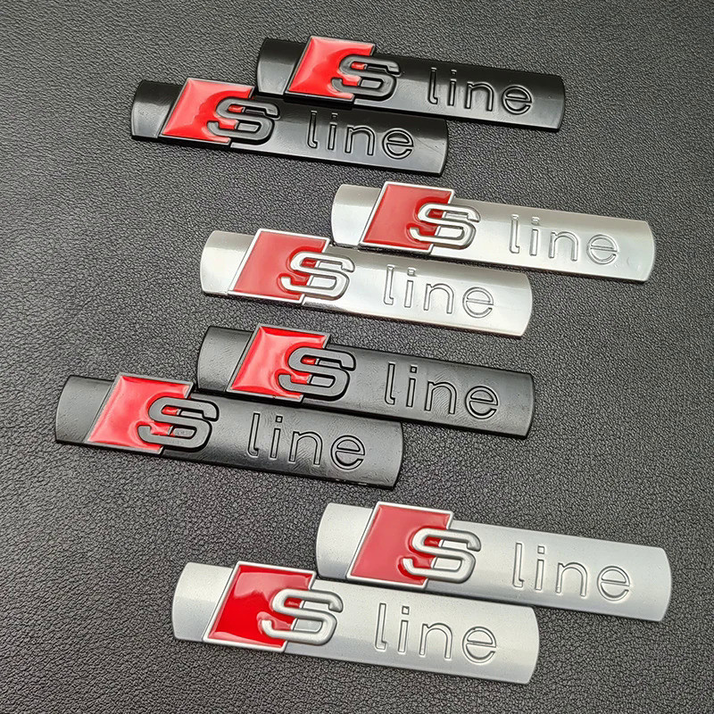 2pcs 3D Metal Sline Logo S LINE Emblem Car Fender Badge Sticker For Audi A1 A2 A3 A4 A5 A6 A7 Q2 Q3 