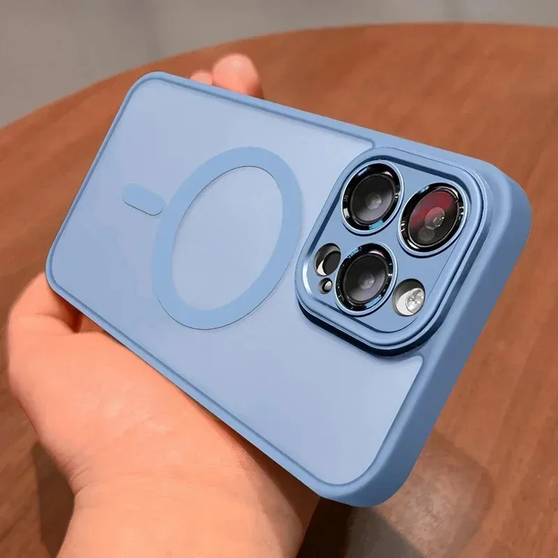 แฟชั่น Magnetic Matte โปร่งแสงเกราะกันกระแทกสําหรับ iPhone 16 15 14 13 12 11 Pro Max สําหรับฝาครอบชาร์จไร้สายแม่เหล็ก