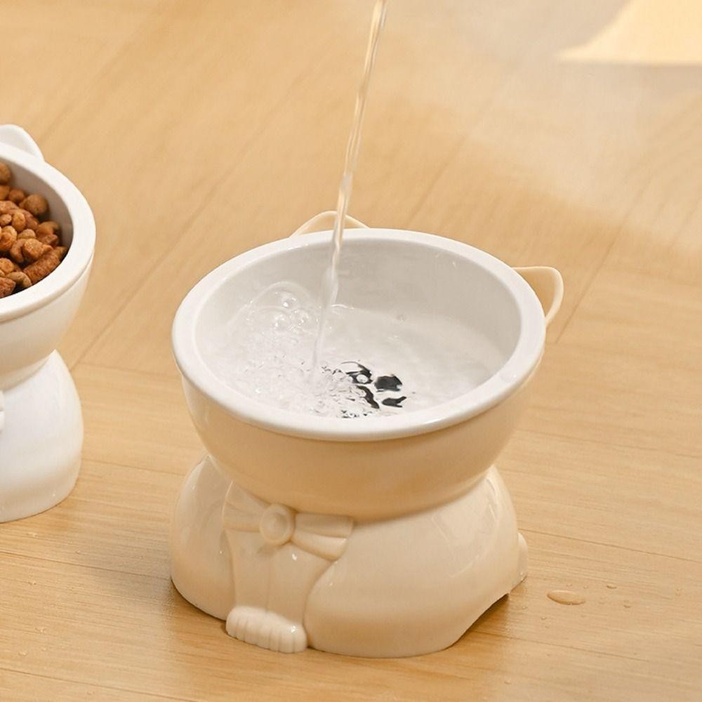ซื้อซ้ํา ชามแมว,น่ารักเซรามิกสัตว์เลี้ยงชามเท้าสูง,อุปกรณ์สัตว์เลี้ยงสร้างสรรค์ป้องกันการพลิกคว่ําที่ถอดออกได้สัตว์เลี้ยงดื่มป้อนคอป้องกั - รูปที่ 4
