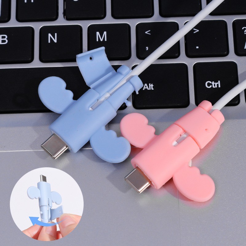 น่ารัก Little Angel สายเคเบิลข้อมูลฝาครอบป้องกัน Anti-break Bites Cable Winder Cable Organizer USB TypeC Data Line Sleeve - รูปที่ 4