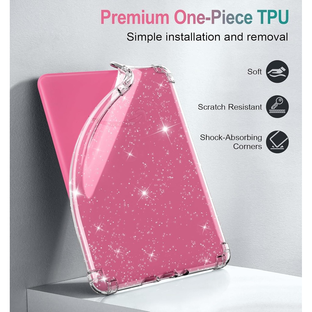 MoKo ยืดหยุ่น TPU Clear Glitter ฝาครอบป้องกันสําหรับ 7 "จุด Paperwhite (12th Gen-2024) และ Kindle Colorsoft Signature Edition