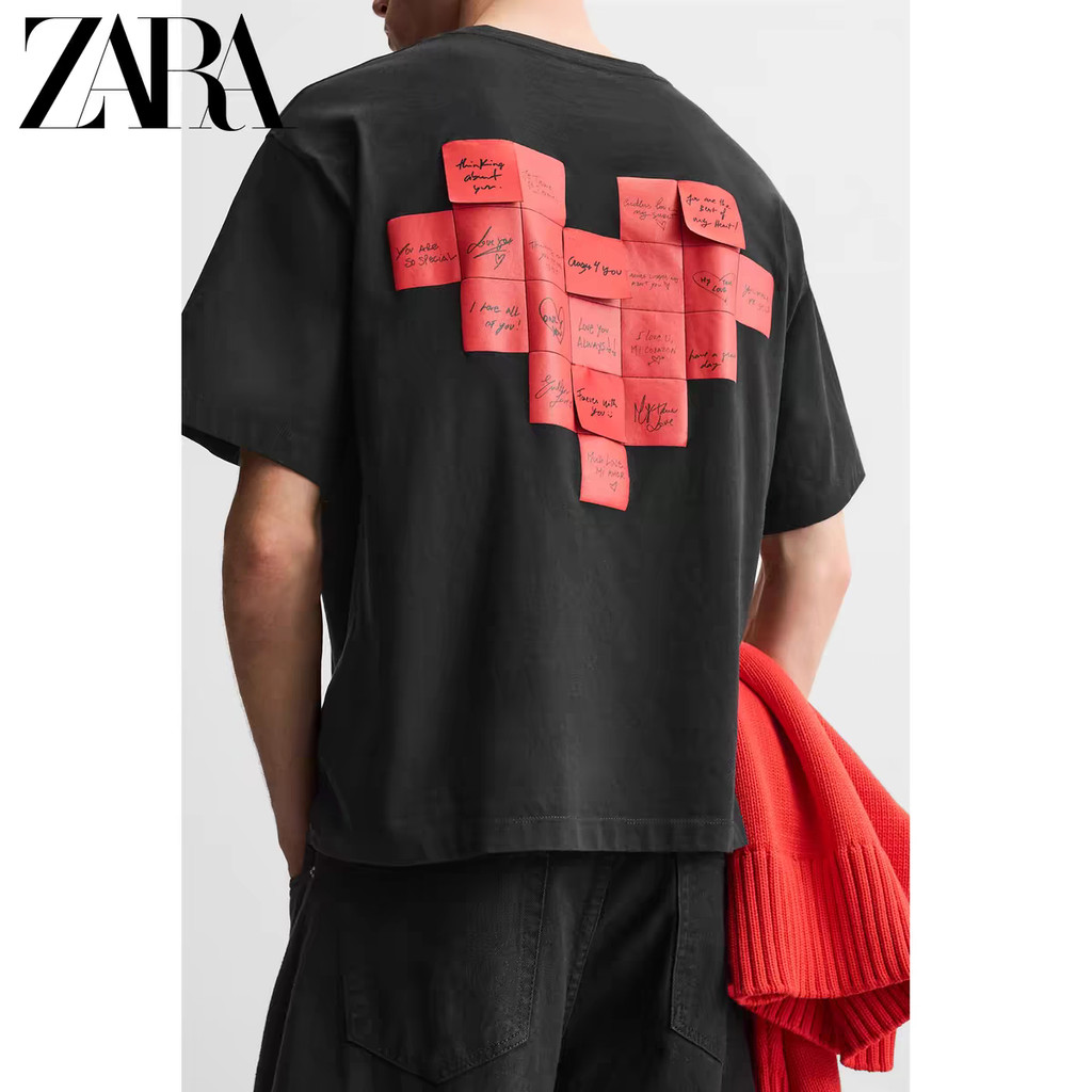 ZABB'S New Men วันวาเลนไทน์ของขวัญหมายเหตุสติกเกอร์พิมพ์เสื้อยืดแขนสั้น 6224408