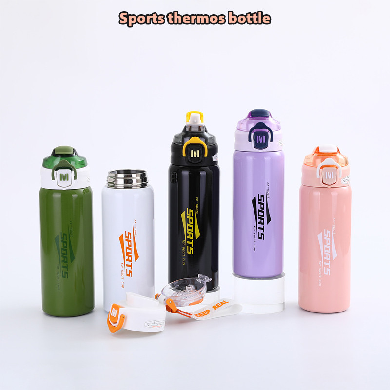 กระบอกน้ำสเตลเลส 316 กระบอกน้ำ 600ml. เก็บอุณหภูมิ มีเชือกหิ้ว ฝาเด้ง แบบพกพา ดื่มได้ 2แบบ T01267